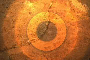 Yellow monochrom textured background with abstract rounds