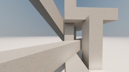 Fototapeta premium Architecture background concrete wall geometric shapes 3d render