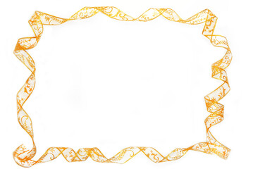 golden ribbon frame border isolated on white background