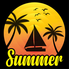 Summer T-shirt Design " Summer time for surfing "  vector graphic t-shirt designs on the topic of summer