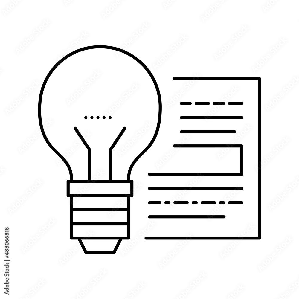 Poster idea on paper list line icon vector illustration