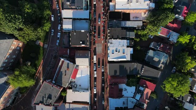 2022 - Excellent bird's eye view of cars driving down a busy street in Annapolis, Maryland.