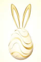 Easter egg with gold bunny ears