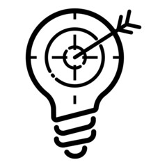 Lightbulb Target Flat Icon Isolated On White Background