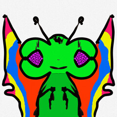 portrait of colored butterfly on white background