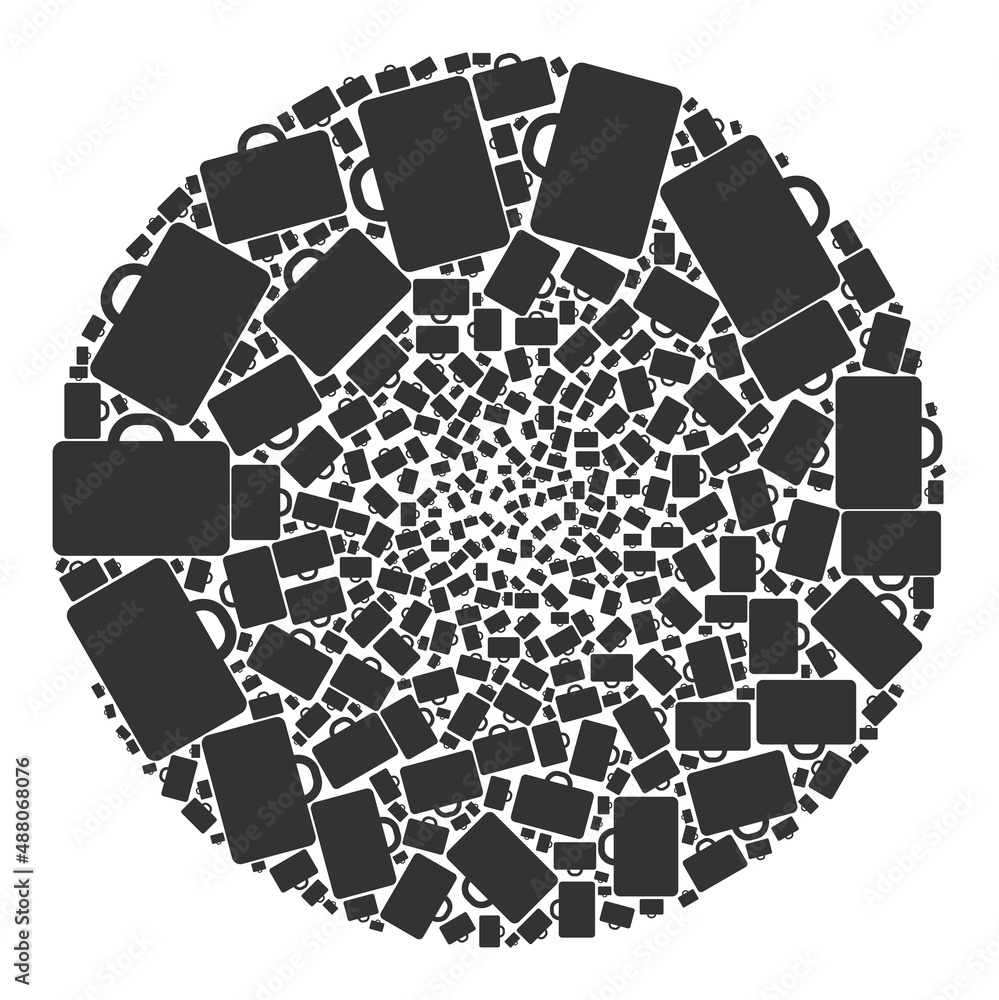 Poster case symbols are united into bubble collection. case icon spheric mosaic. abstraction round bubble m