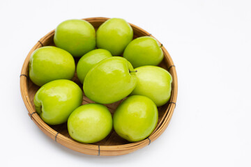 Milk jujube in round bamboo plate