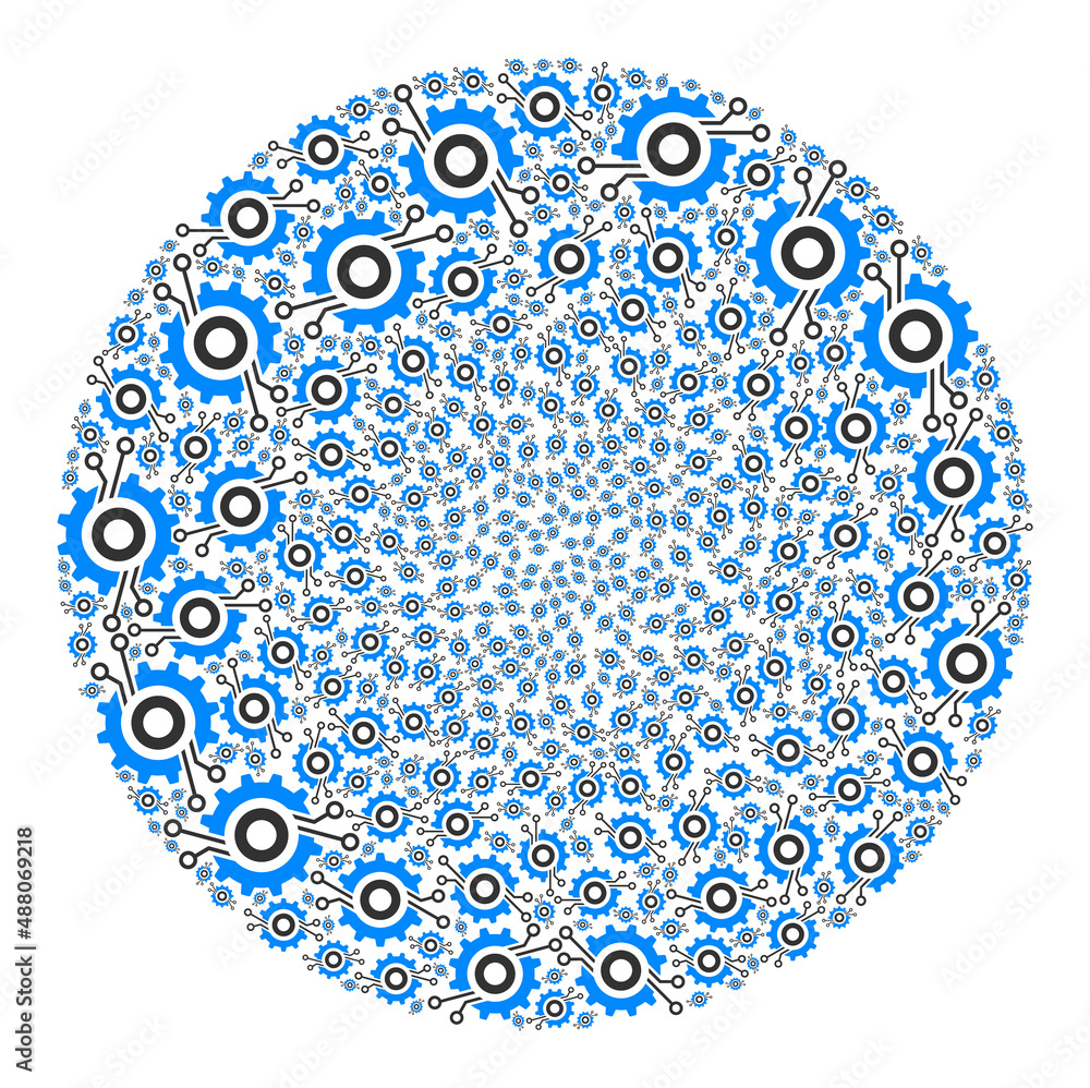 Poster nanobot circuit wheel symbols are organized into globe collection. nanobot circuit wheel icon spheri