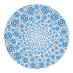 Nanobot circuit wheel symbols are organized into globe collection. Nanobot circuit wheel icon spheric mosaic. Abstraction spheric cluster mosaic organized with nanobot circuit wheel symbols.