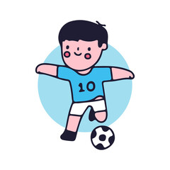 Cute little boy playing a football. Perfect Nursery children, kids, greeting.