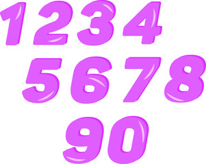 
all numbers pink shadow vector