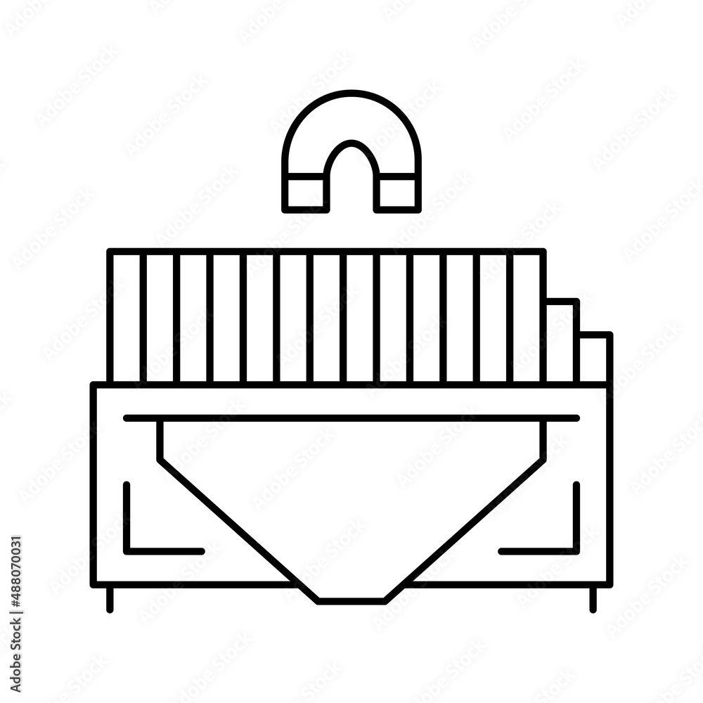 Poster sorting metal garbage machine line icon vector illustration