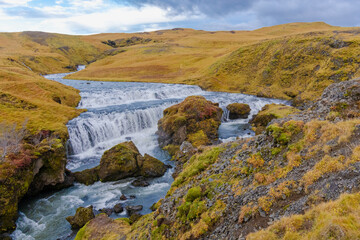 the Fimmvorduhals Trailhead
to the canyon at Skogafoss waterfall on Iceland