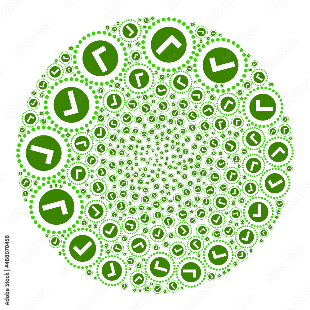 Poster true area symbols are composed into round collection. true area icon round composition. abstract rou