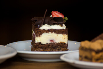 chocolate cake with strawberries of decoration