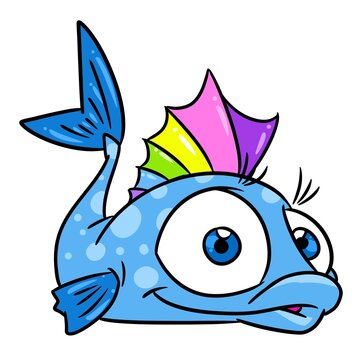 Beautiful fish rainbow smile character illustration cartoon