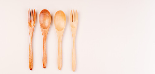 Wooden cutlery for reusable use.Environmental protection concept.made of natural materials.Plastic free.Set of eco friendly bamboo eating ,wooden cutlery.Zero waste traveling set.Sustainable lifestyle