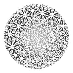 Brightness items are combined into spheric collection. Brightness icon spheric composition. Abstraction spheric cluster mosaic combined from brightness icons.