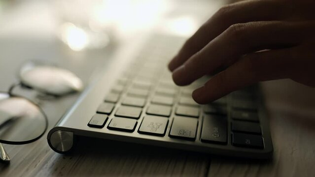 Close up of developing programming and coding technologies. Programmer hands are typing on keyboard. Software coder or blockchain developer. Concept of bitcoin cryptocurrency and wallet hack
