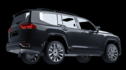 black SUV isolated on black background 3d model
