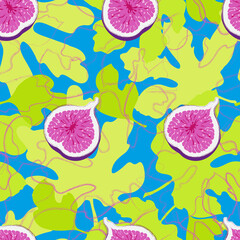 seamless pattern with fruit figs and leaves.