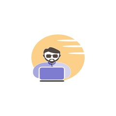 male employee logo illustration template vector