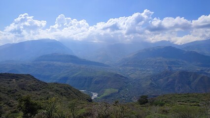 Fototapeta na wymiar Chicamocha canyon with clouds