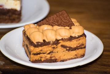 Argentine chocotorta with a chocolate cookie on top