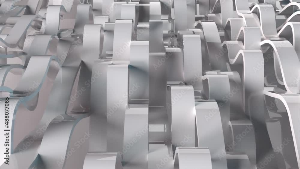 Aufkleber 3d rendering of white wavy lines surface. computer generated abstract dynamic background.