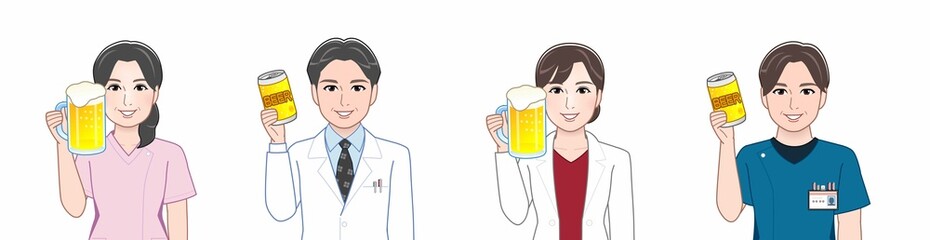 4人の白衣を着た男女