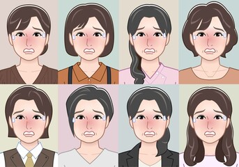 女性の顔パターン8種類