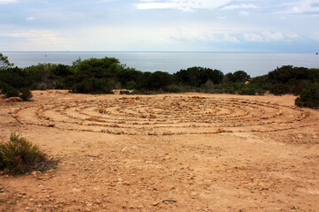 wonderful magical stone spiritual spirals of the hippies on the coasts of ibiza and its shamanic...