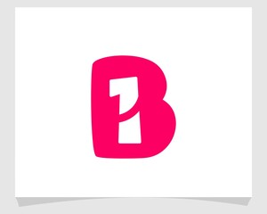 letter b with number 1 negative space logo vector icon illustration
