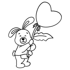 Obraz na płótnie Canvas Bunny Rabbit in love with heart outline design-SVG illustration for web, wedsite, application, presentation, Graphics design, branding, etc.
