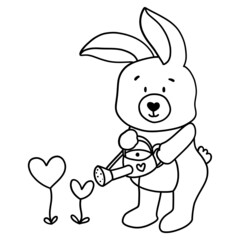 Bunny Rabbit in love with heart outline design-SVG illustration for web, wedsite, application, presentation, Graphics design, branding, etc.