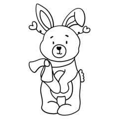 Bunny Rabbit in love with heart outline design-SVG illustration for web, wedsite, application, presentation, Graphics design, branding, etc.