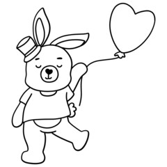 Bunny Rabbit in love with heart outline design-SVG illustration for web, wedsite, application, presentation, Graphics design, branding, etc.