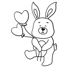 Fototapeta na wymiar Bunny Rabbit in love with heart outline design-SVG illustration for web, wedsite, application, presentation, Graphics design, branding, etc.