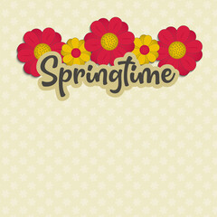 Springtime with flowers, greeting card, flower background pattern, blank
