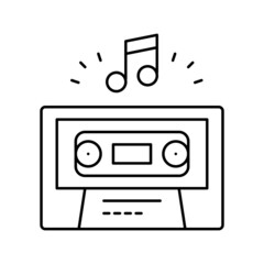 audio guide cassette line icon vector illustration