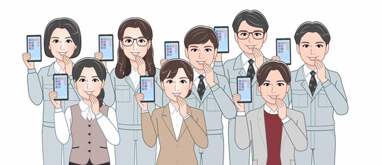 建築現場で働く人々