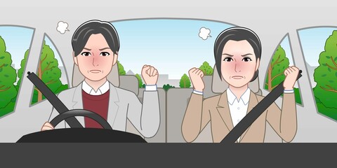 天気の良い日に車に乗っている男女