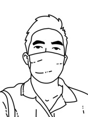 black and white of cute man for coloring