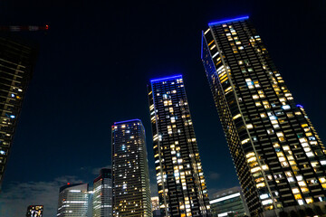 Fototapeta na wymiar Night view of high-rise condominiums in Tokyo, Japan_26