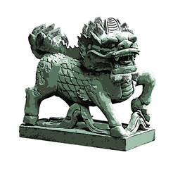 Qilin Kirin stone statue vector art