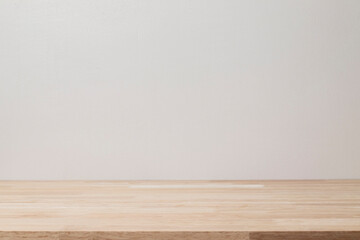Product backdrop, empty wooden table with concrete wall