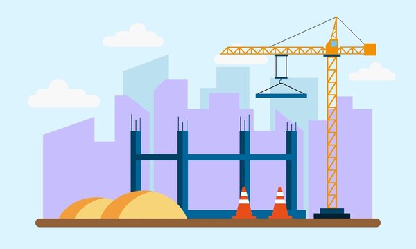 Engineering and construction illustration of landing page 