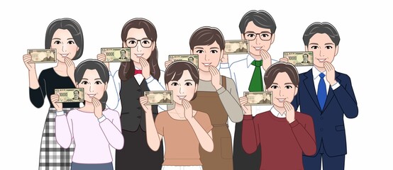 お酒を持っている人々