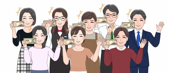 お酒を持っている人々