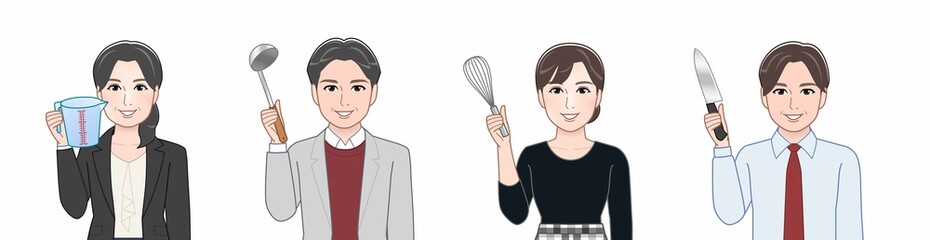 作業着を着た4人